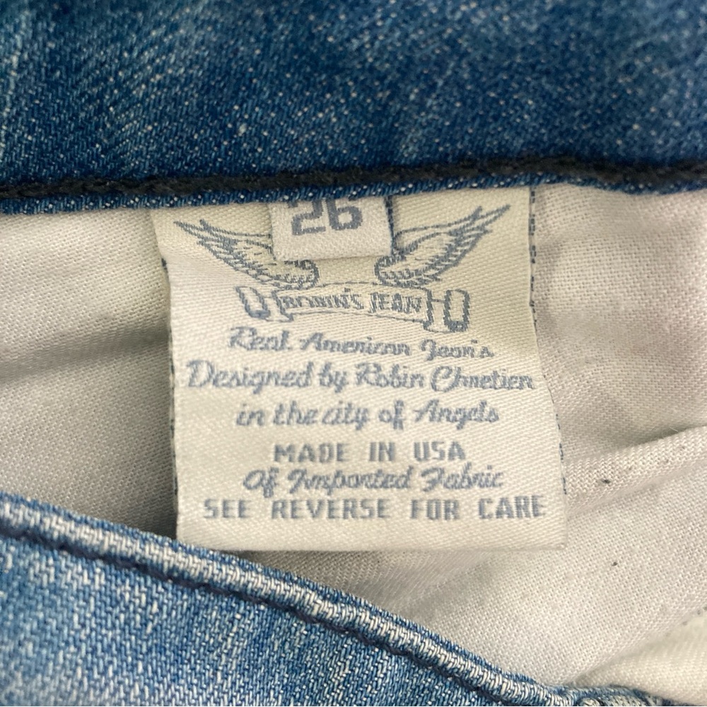 Robin's Boyfriend Jean Light Blue Distressed Straight Leg Jeans Size 26 Studded - Picture 13 of 16